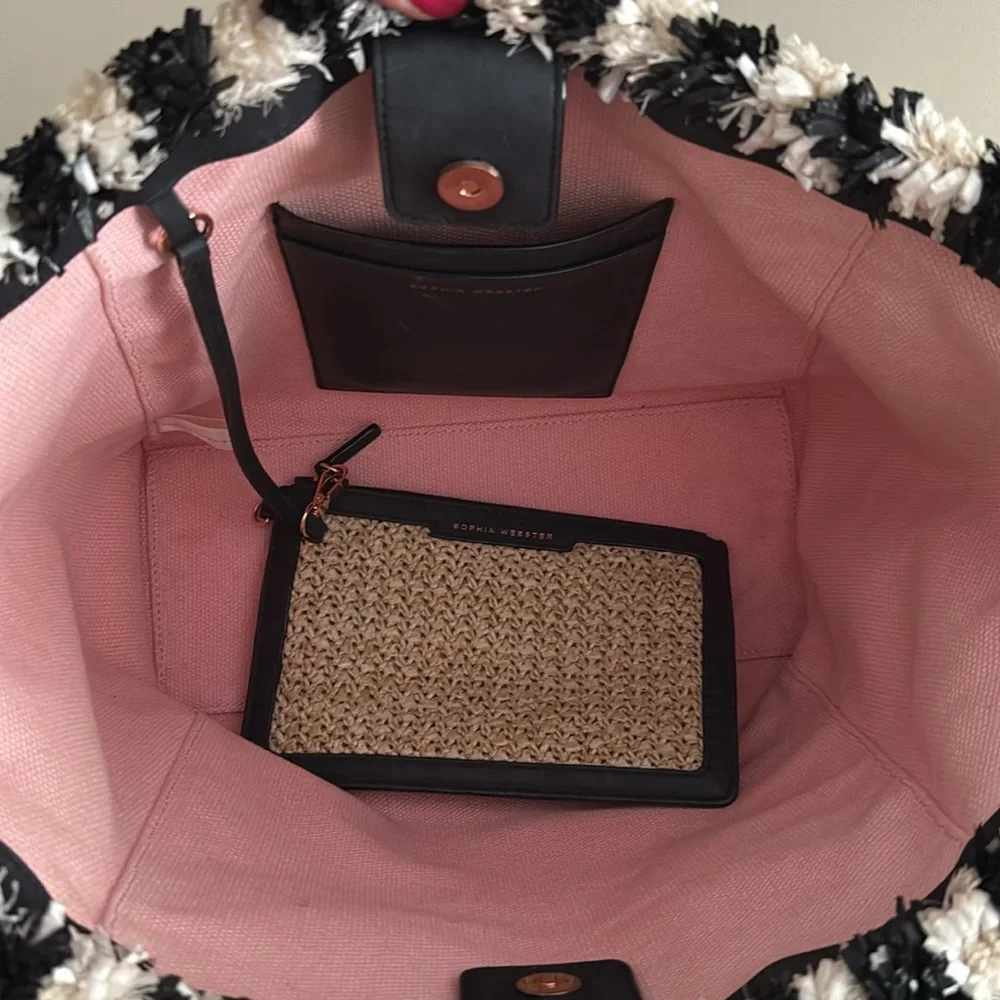 Sophia Webster MONOCHROME TAYA RAFFIA TOTE VGUC - Picture 6 of 8